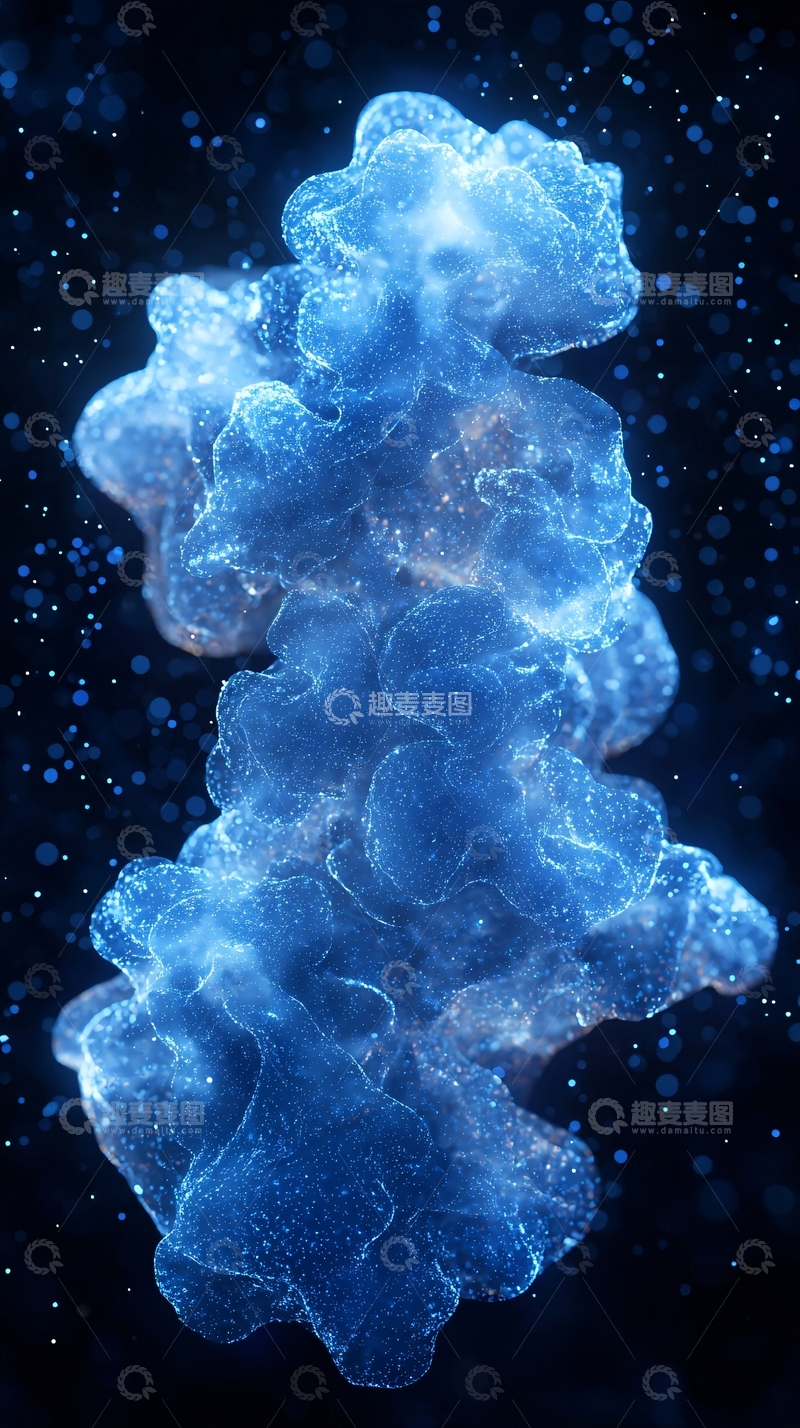 高清大图下载【趣麦麦图】蓝色发光蛋白质结构