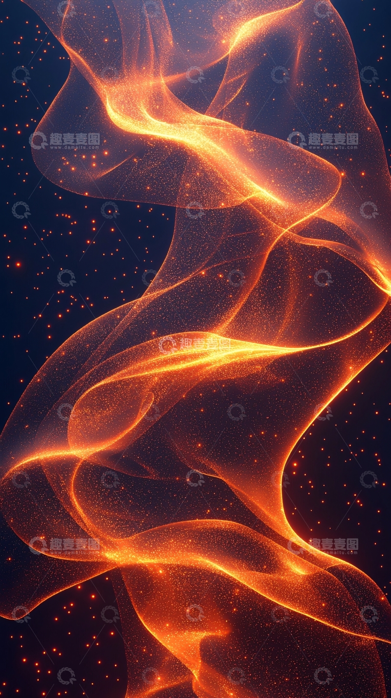 高清大图下载【趣麦麦图】火焰状橙色光线缠绕