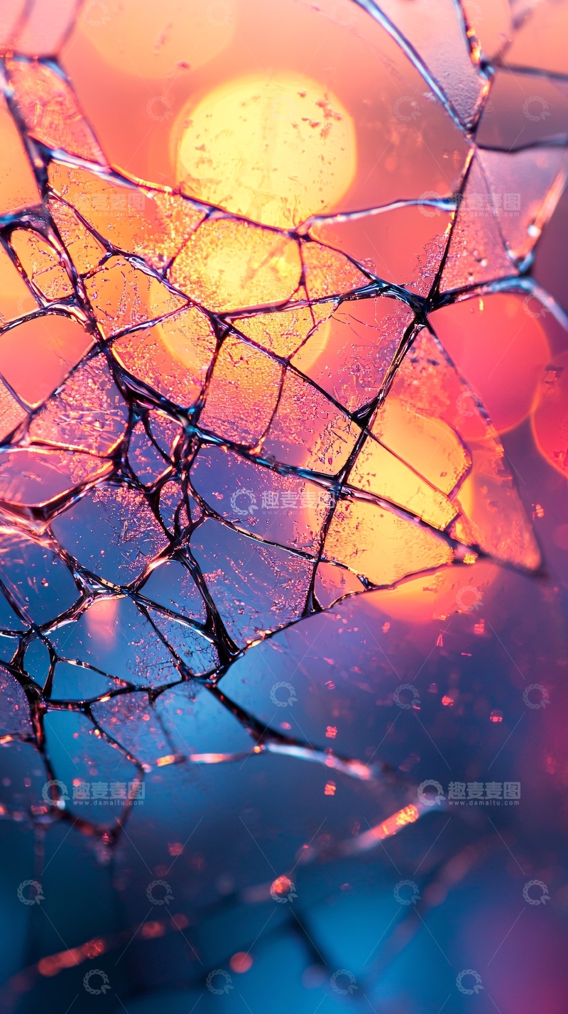 高清大图下载【趣麦麦图】破碎玻璃上的彩色光晕