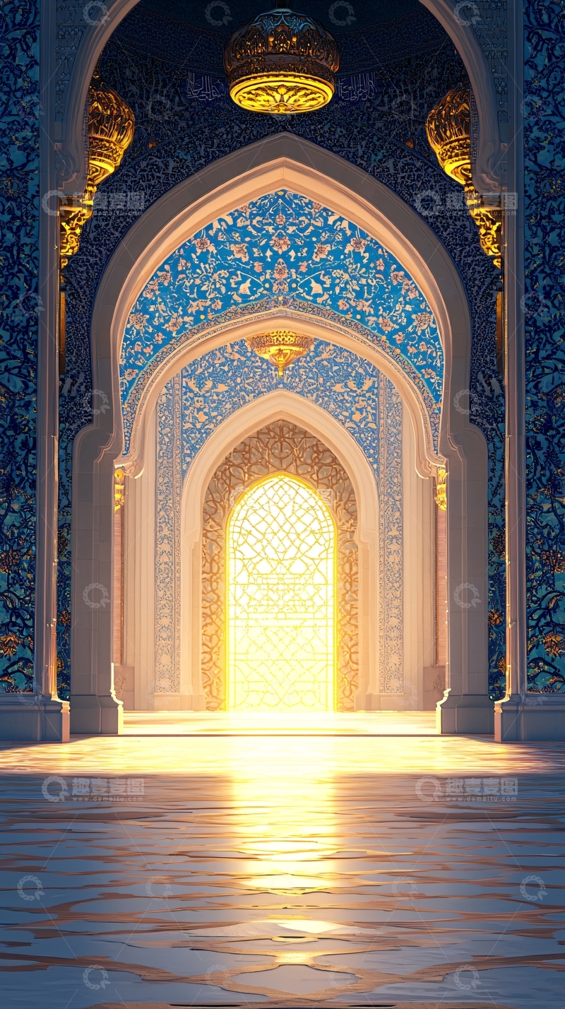 高清大图下载【趣麦麦图】蓝色拱门清真寺