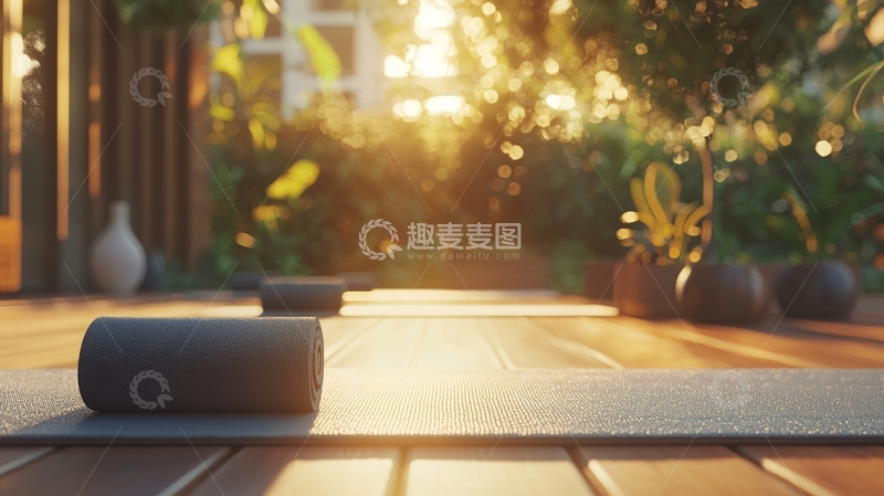 高清大图下载【趣麦麦图】户外瑜伽垫日落