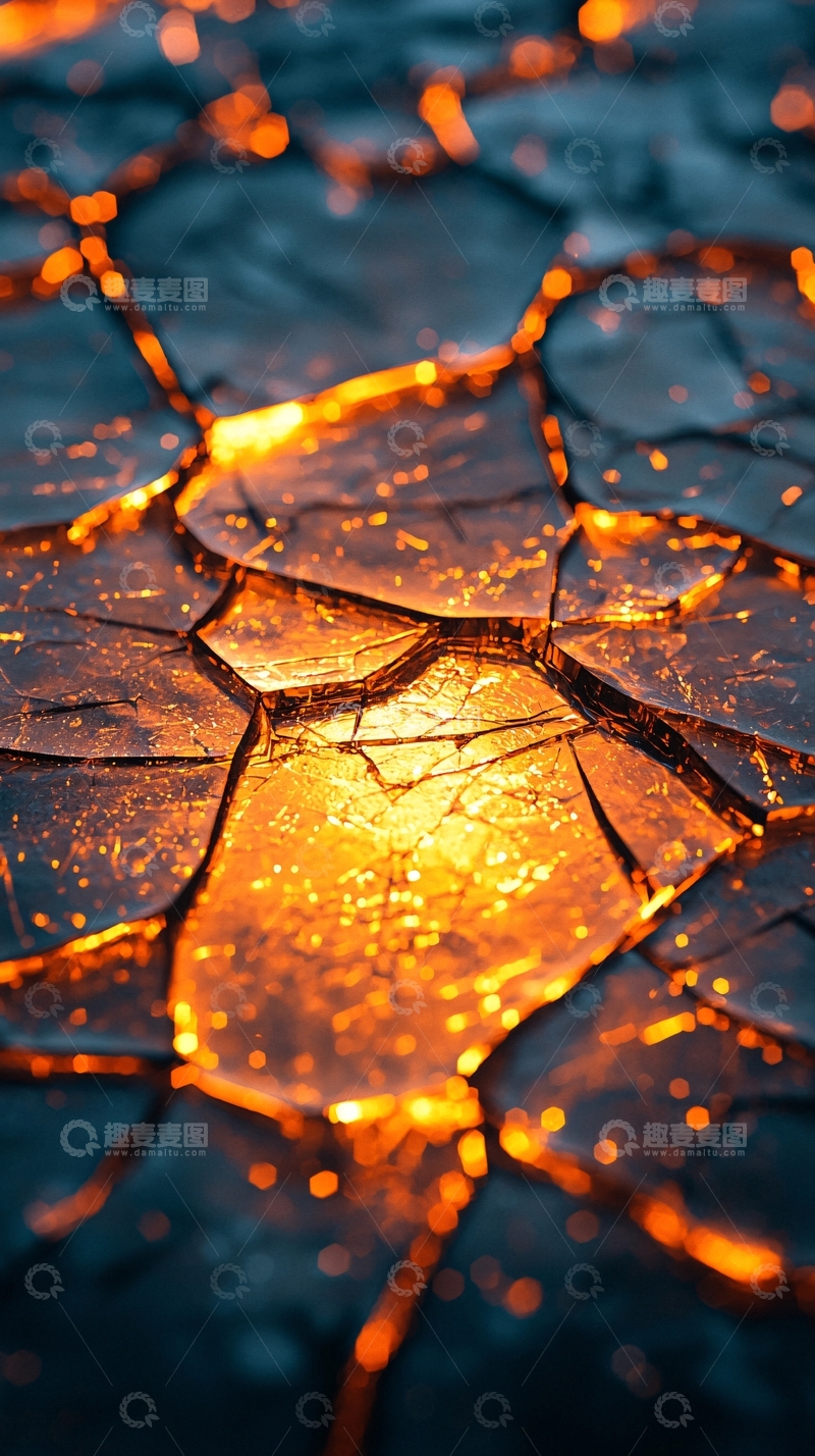 高清大图下载【趣麦麦图】岩浆裂缝中涌动着炙热的火光