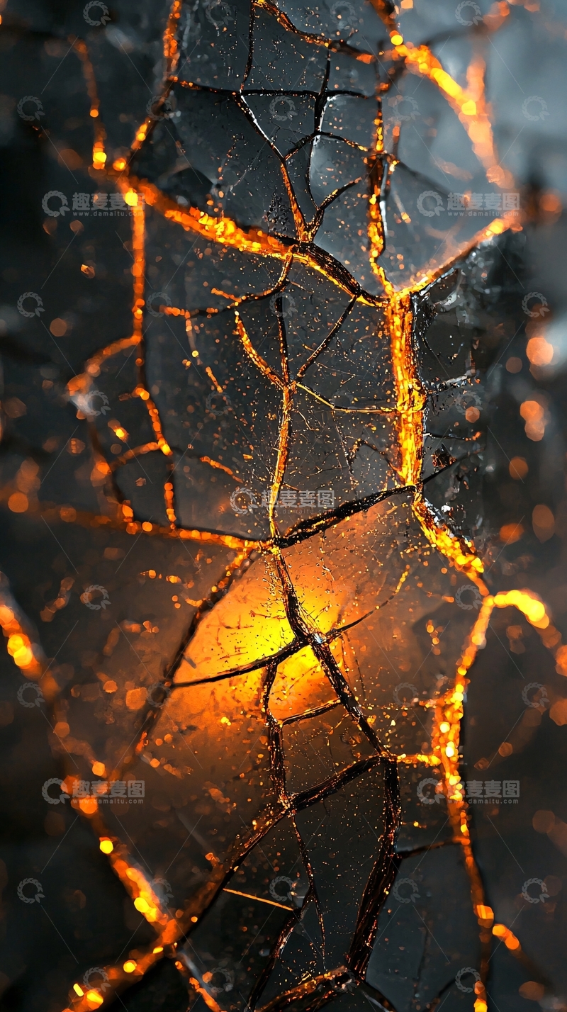 高清大图下载【趣麦麦图】岩浆裂缝黑色岩石特写