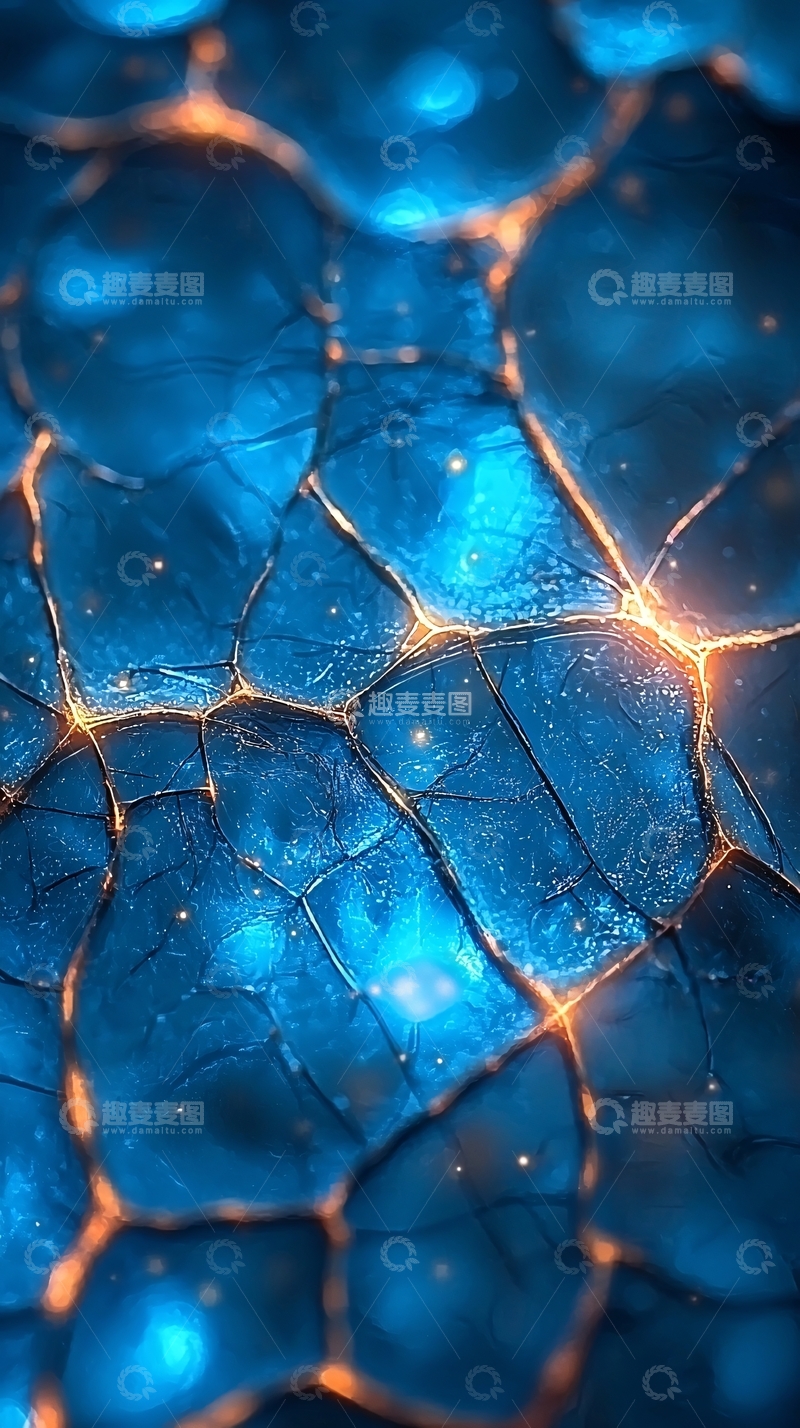 高清大图下载【趣麦麦图】蓝色裂纹闪耀光芒