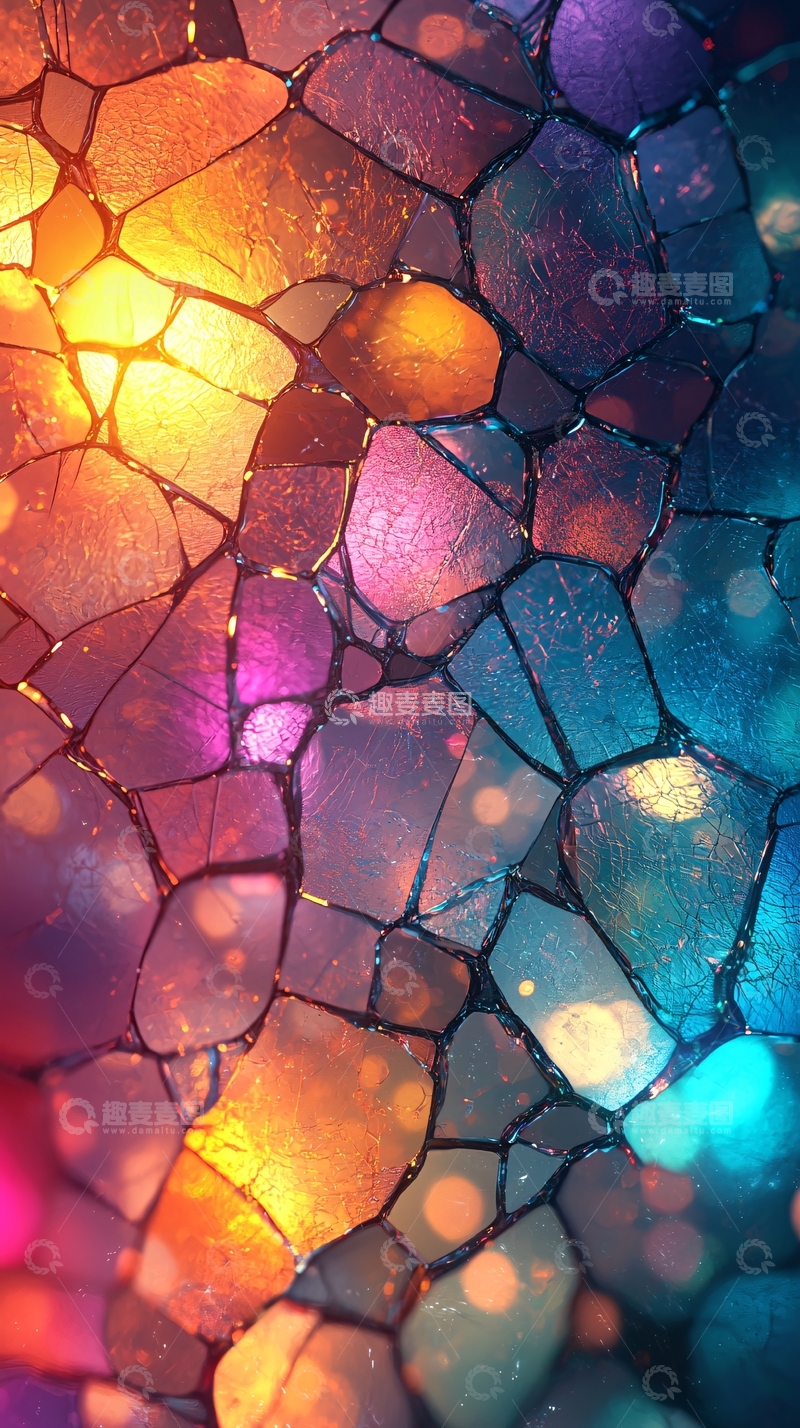 高清大图下载【趣麦麦图】彩色玻璃碎片拼接图案