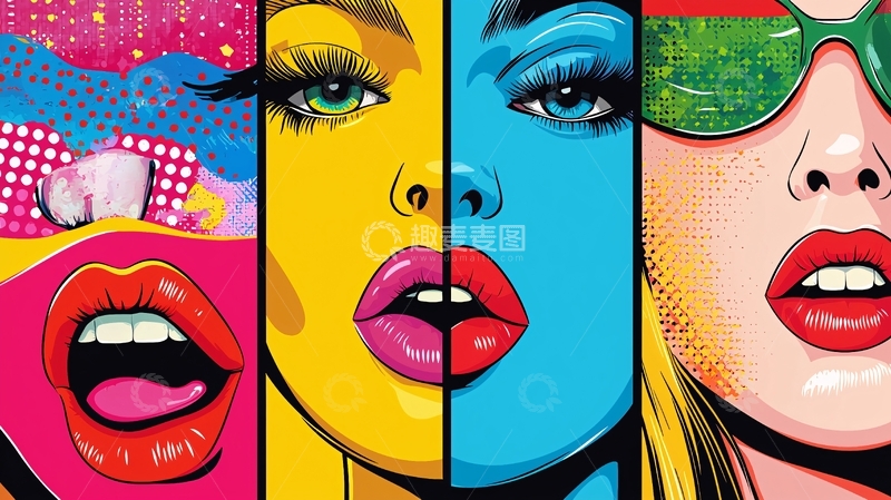 高清大图下载【趣麦麦图】多彩复古时尚女郎