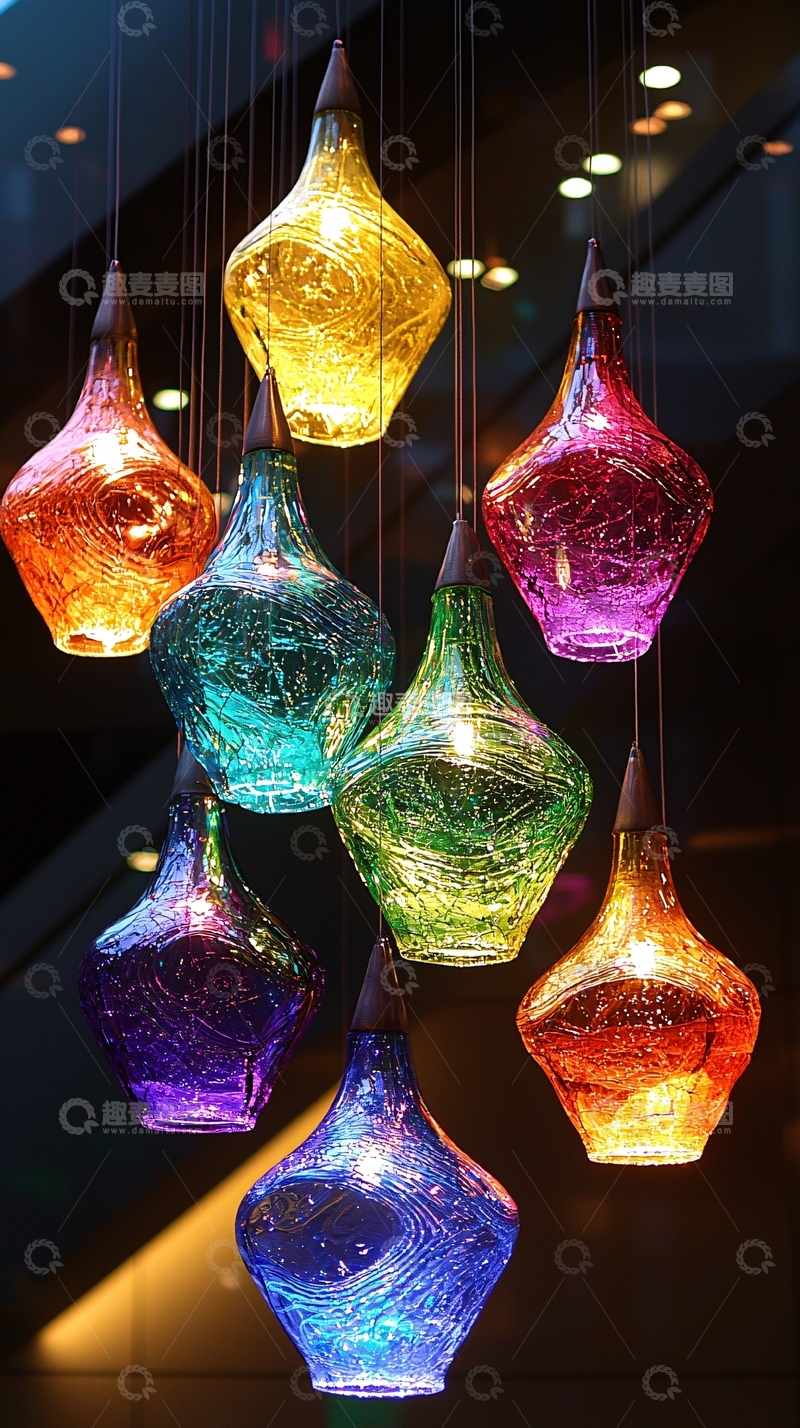 高清大图下载【趣麦麦图】彩色玻璃吊灯