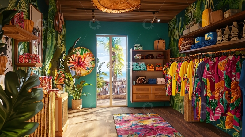 高清大图下载【趣麦麦图】热带风情海滩商店