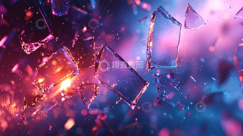 高清大图下载【趣麦麦图】碎裂的彩色玻璃碎片