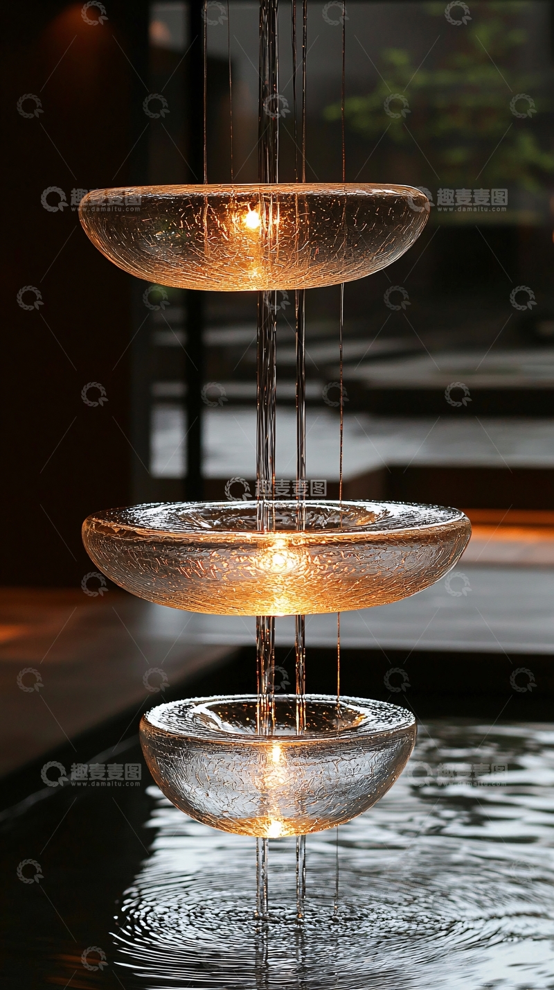 高清大图下载【趣麦麦图】三层玻璃碗水景灯具