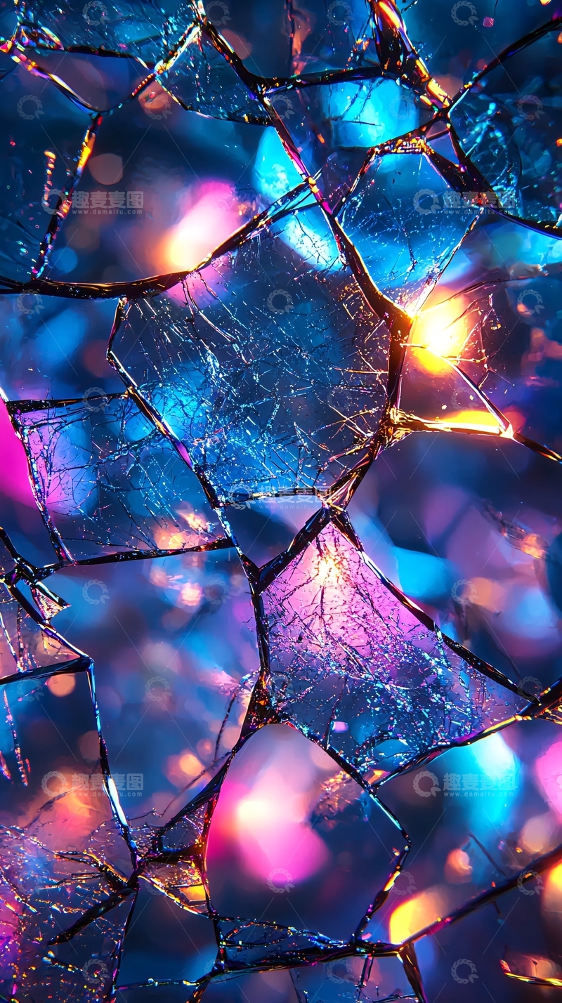 高清大图下载【趣麦麦图】破碎玻璃的彩色光晕