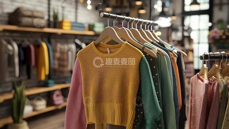 高清大图下载【趣麦麦图】服装店货架