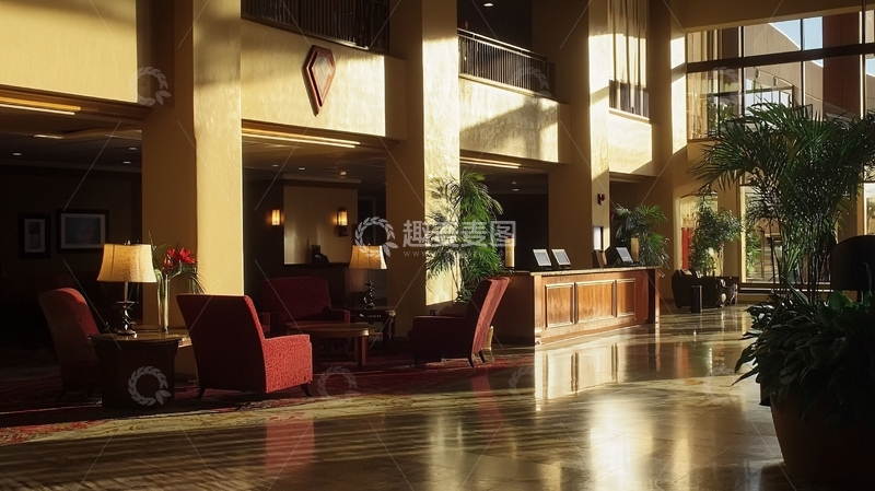 高清大图下载【趣麦麦图】酒店大堂阳光洒进
