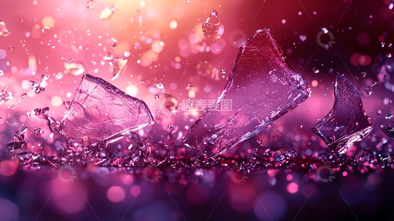 高清大图下载【趣麦麦图】粉色背景下的碎玻璃