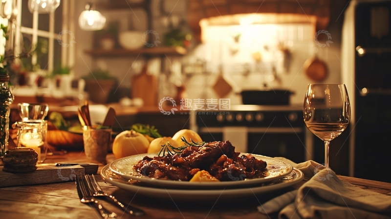 高清大图下载【趣麦麦图】温暖舒适的乡村风格晚餐