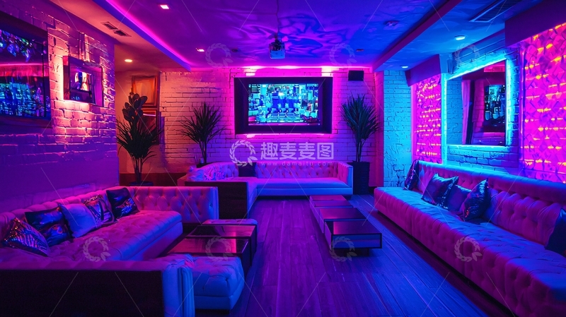 高清大图下载【趣麦麦图】紫色灯光下的奢华夜店