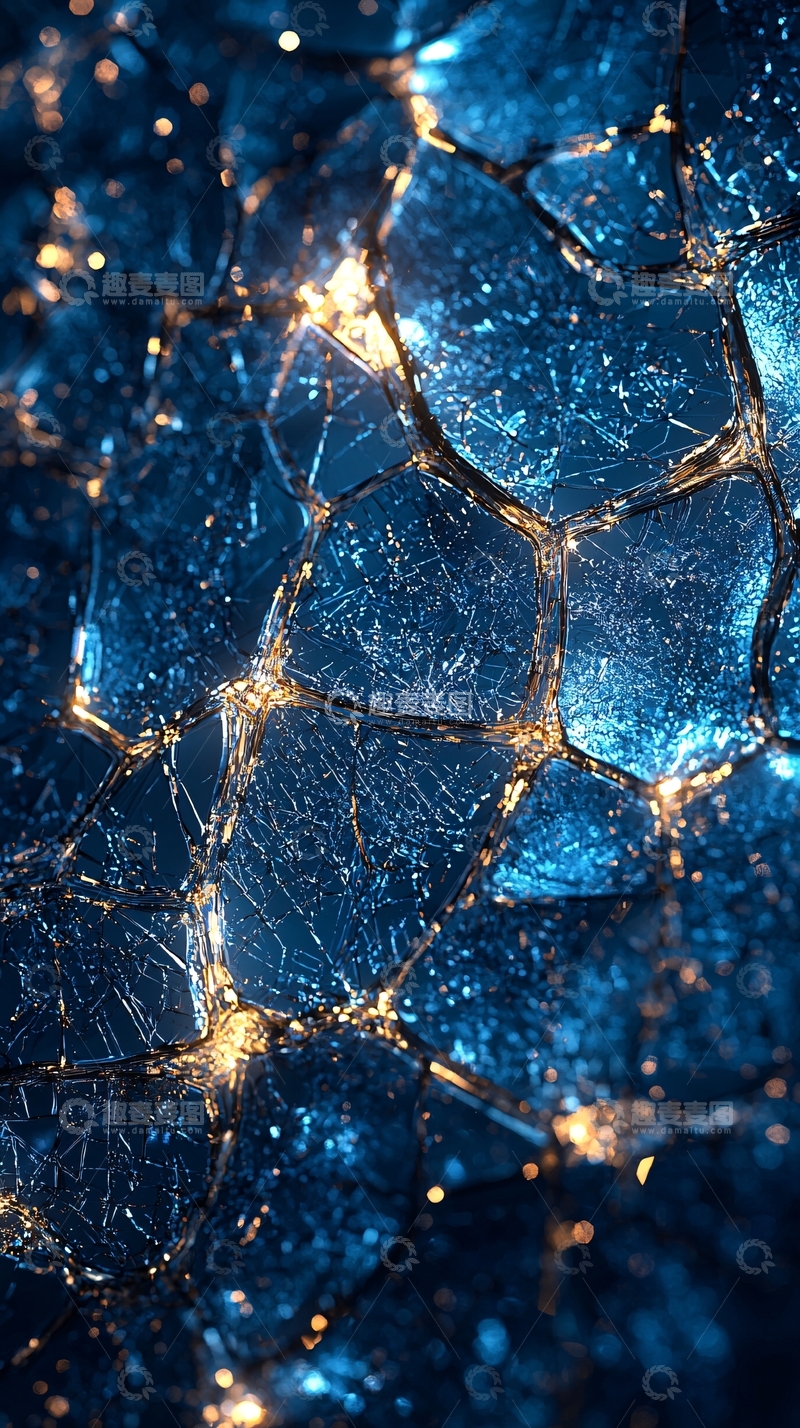 高清大图下载【趣麦麦图】破碎的蓝色晶体结构