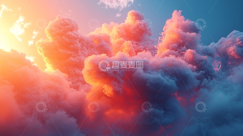 高清大图下载【趣麦麦图】绚丽的日落云彩