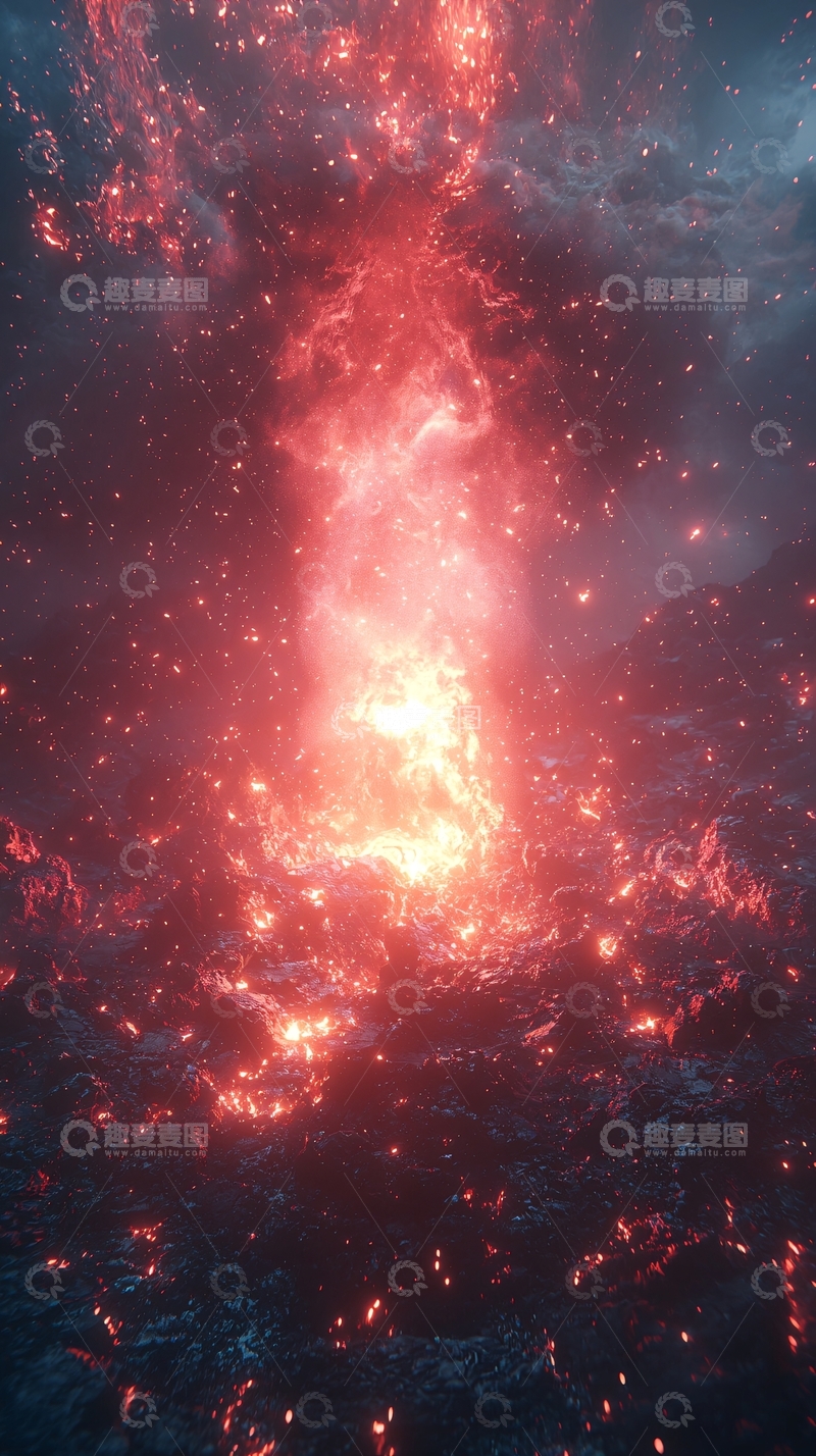 高清大图下载【趣麦麦图】红色星云爆炸景象