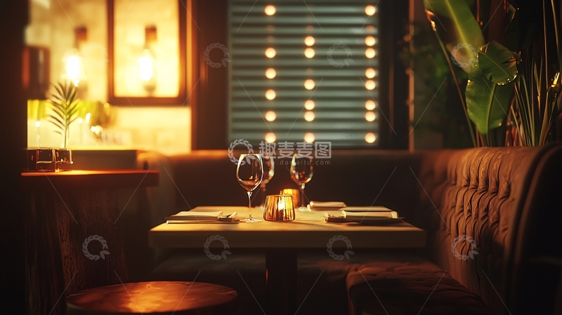高清大图下载【趣麦麦图】浪漫餐厅二人桌