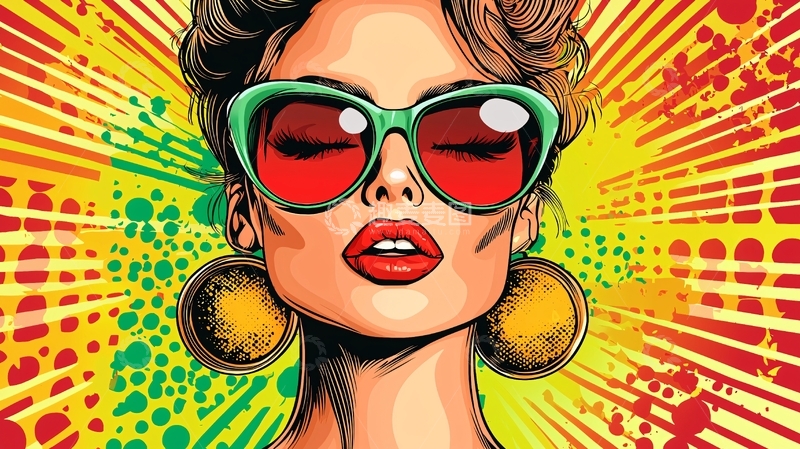 高清大图下载【趣麦麦图】复古墨镜女郎