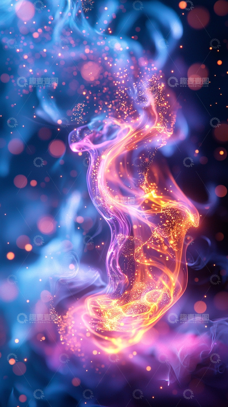 高清大图下载【趣麦麦图】抽象火焰般的发光能量