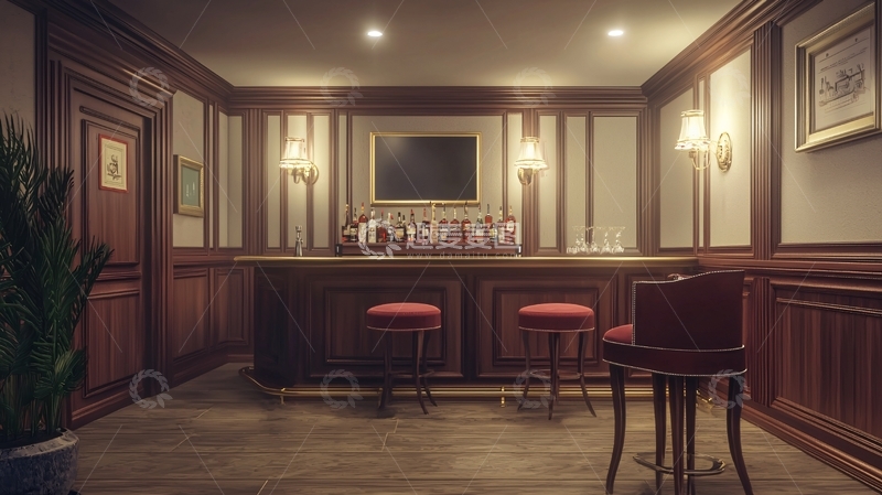 高清大图下载【趣麦麦图】复古酒廊吧台