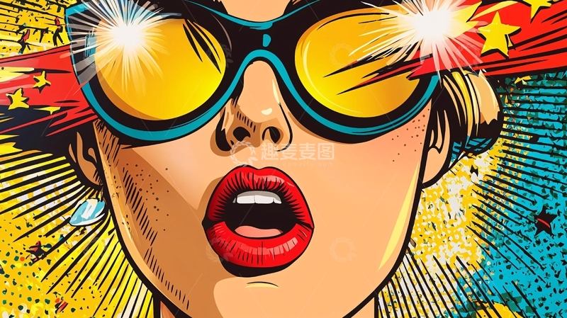 高清大图下载【趣麦麦图】复古漫画风女郎