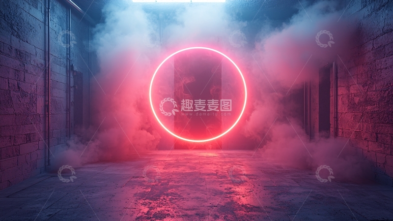 高清大图下载【趣麦麦图】霓虹灯环形通道