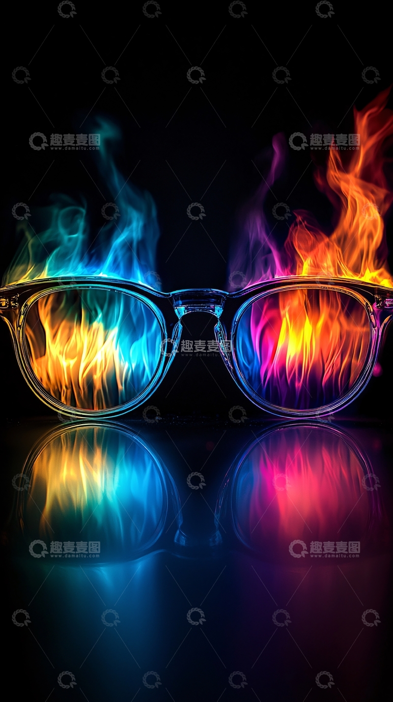 高清大图下载【趣麦麦图】火焰眼镜