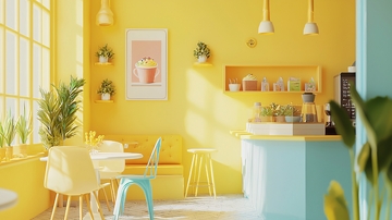 明亮黄色小清新咖啡店