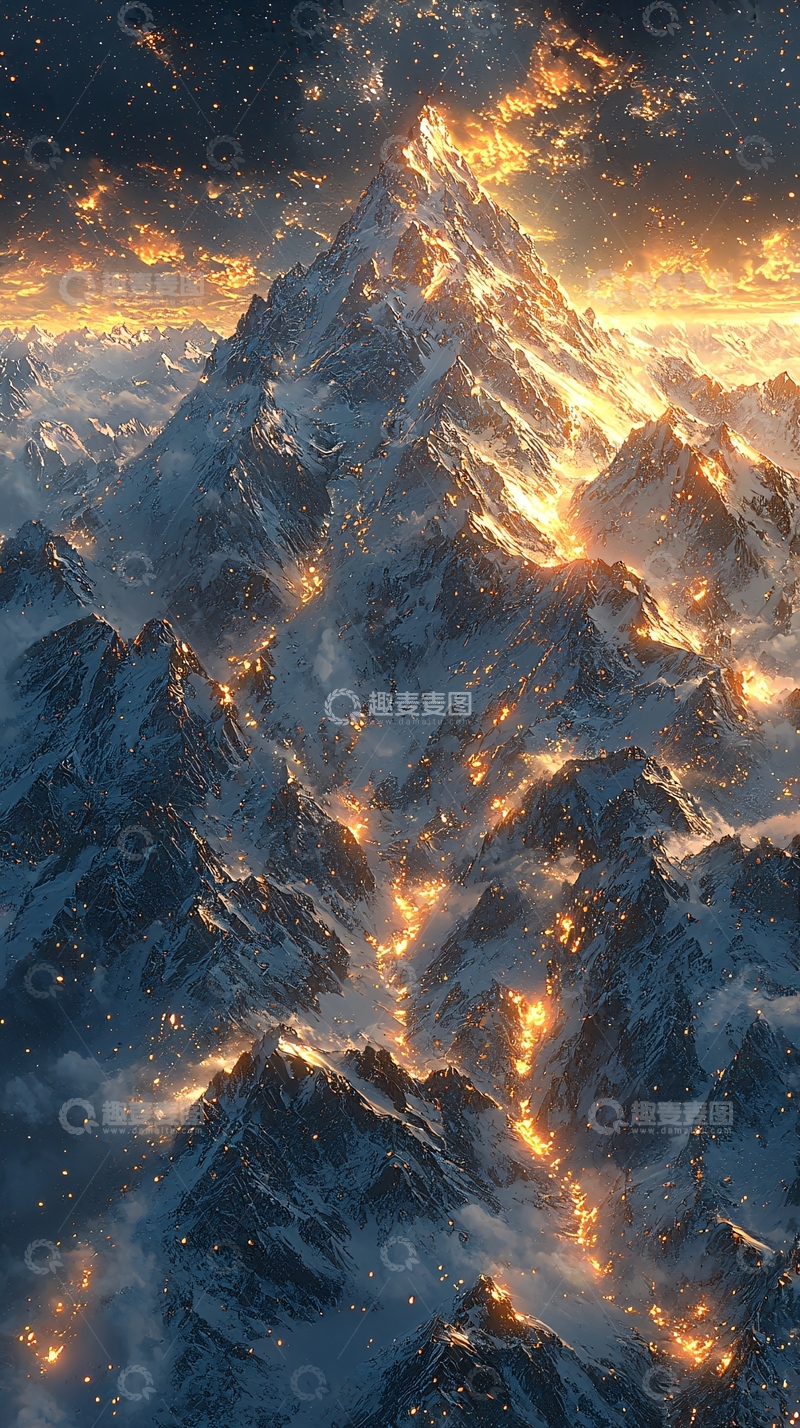 高清大图下载【趣麦麦图】雪山之巅星光闪耀