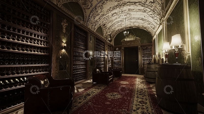 高清大图下载【趣麦麦图】昏暗奢华的复古长廊