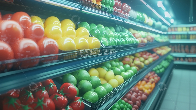 高清大图下载【趣麦麦图】超市水果蔬菜货架
