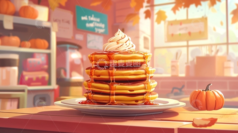 高清大图下载【趣麦麦图】秋季南瓜松饼早餐