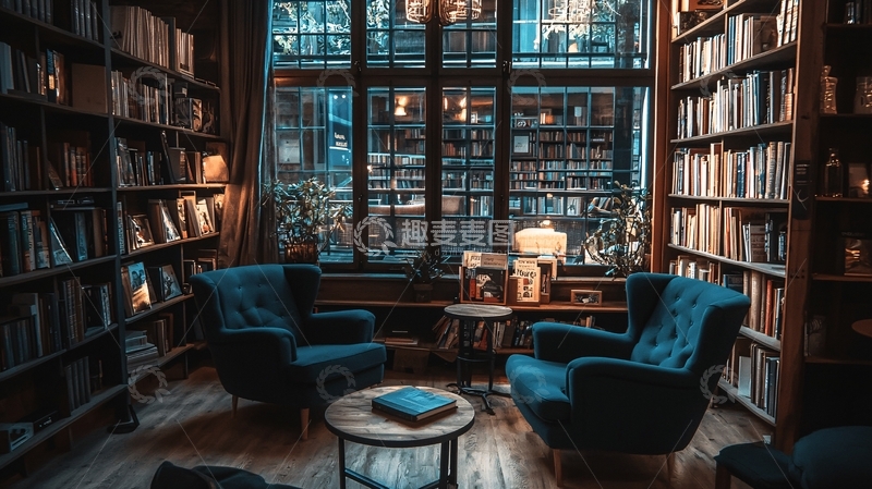 高清大图下载【趣麦麦图】复古图书馆阅读室