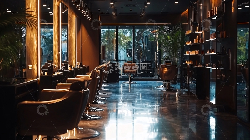 高清大图下载【趣麦麦图】高端男士理发店室内