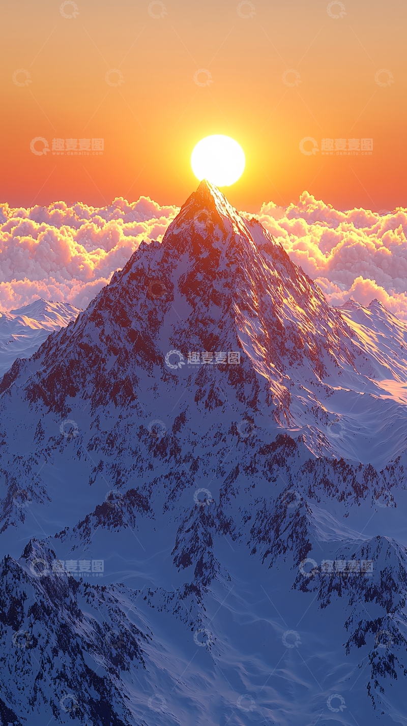 高清大图下载【趣麦麦图】日出雪山高清壁纸
