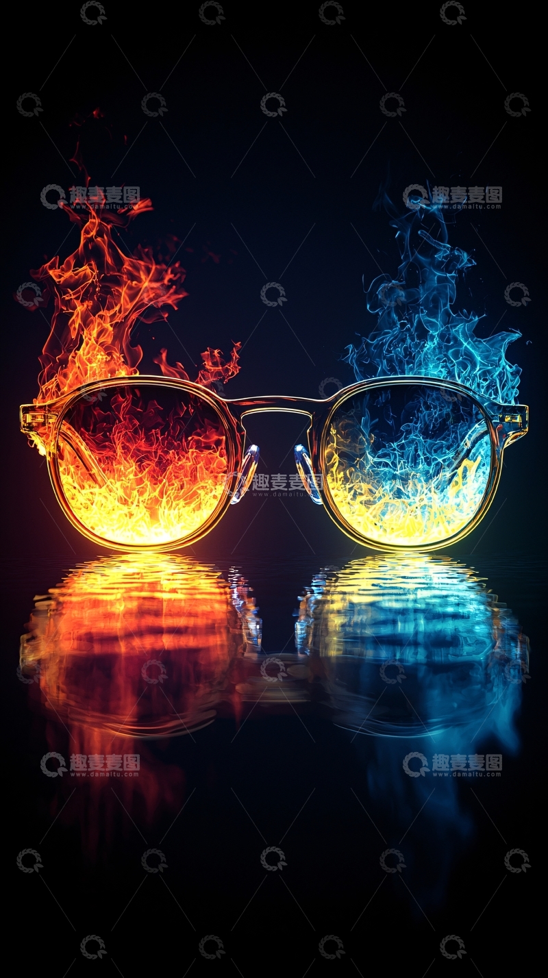 高清大图下载【趣麦麦图】眼镜中的火焰与冰霜