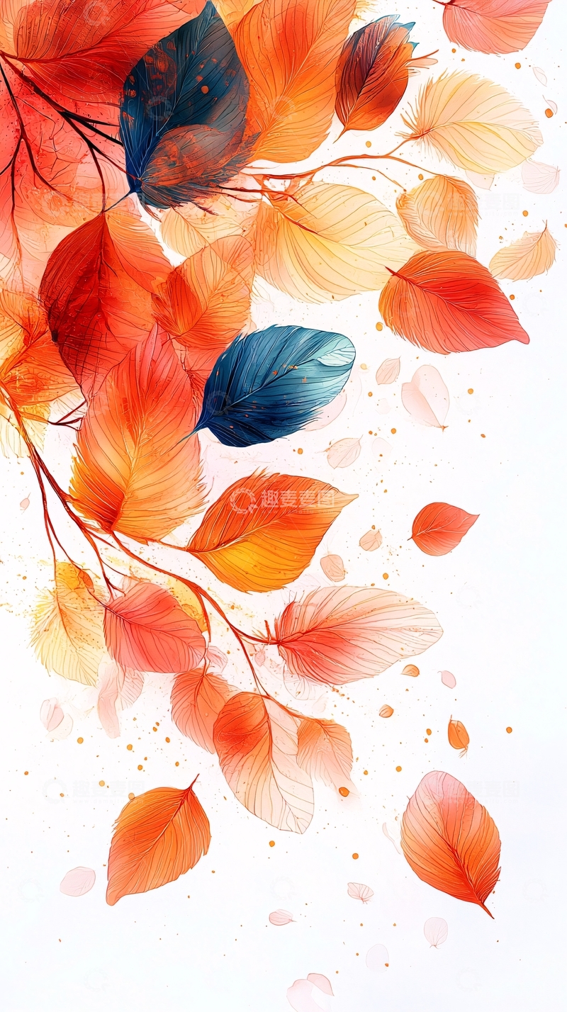 高清大图下载【趣麦麦图】水彩叶子