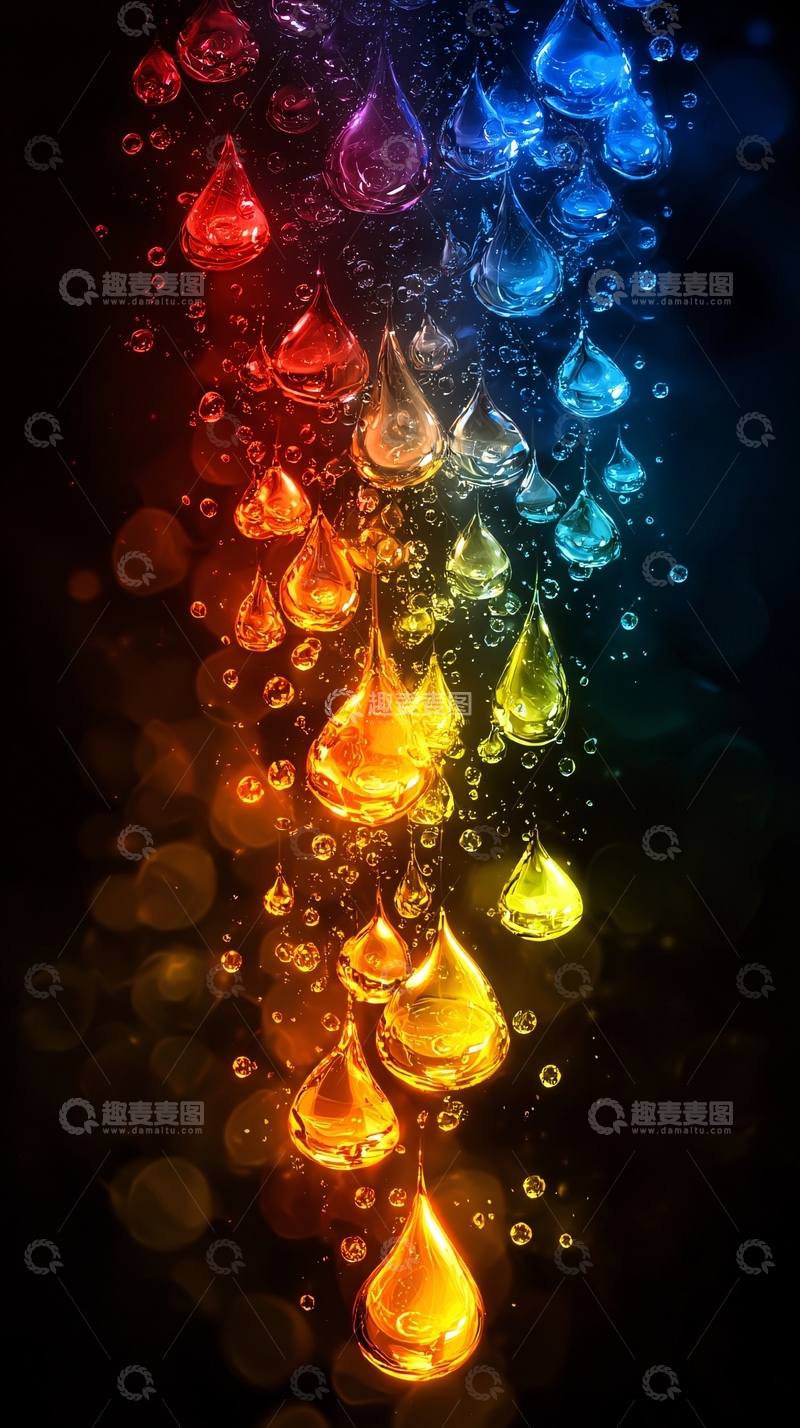 高清大图下载【趣麦麦图】彩虹水滴