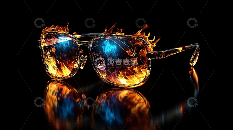 高清大图下载【趣麦麦图】燃烧的火焰眼镜