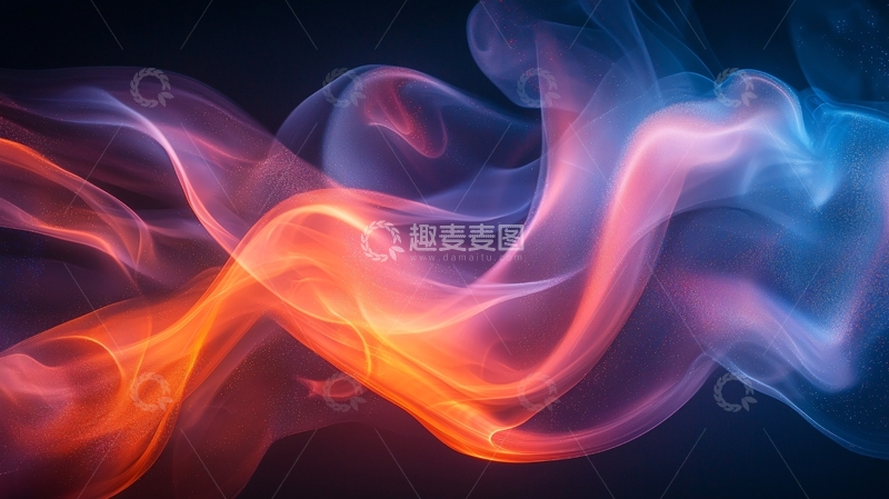 高清大图下载【趣麦麦图】红蓝交织的抽象烟雾