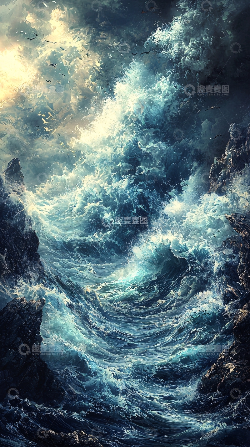 高清大图下载【趣麦麦图】波涛汹涌的大海
