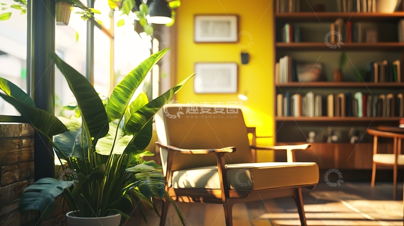 高清大图下载【趣麦麦图】阳光洒进书房的舒适角落
