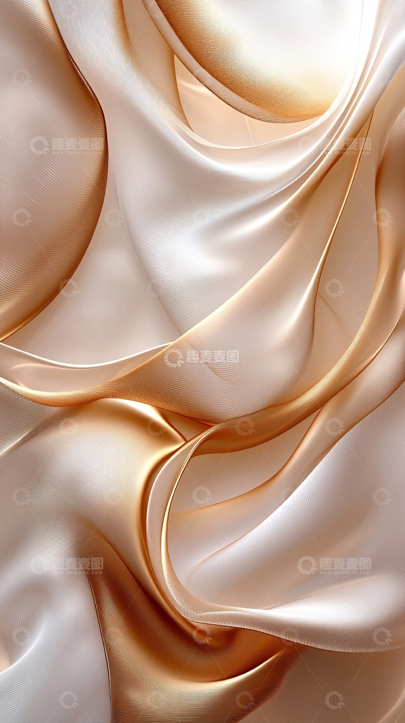 高清大图下载【趣麦麦图】金色丝绸面料的褶皱