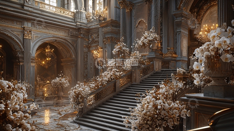高清大图下载【趣麦麦图】奢华欧式宫殿大楼梯