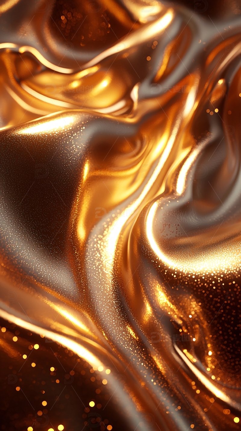 金色丝绸褶皱光泽质感