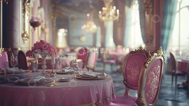 高清大图下载【趣麦麦图】粉色宫廷餐厅