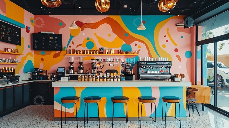 高清大图下载【趣麦麦图】色彩斑斓的咖啡店
